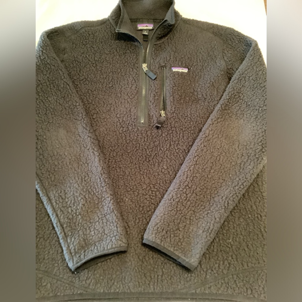 MINT PATAGONIA BLACK MENS L RETRO PILE FLEECE 1/4 ZIP